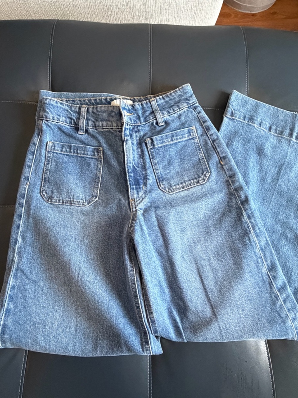 H&M Medium Blue High-Rise Denim Flare jeans